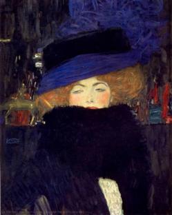Gustav klimt lady with hat and feather boa