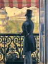 Homme sur un balcon boulevard haussmann 1880