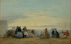 Sur la plage coucher de soleil 1865